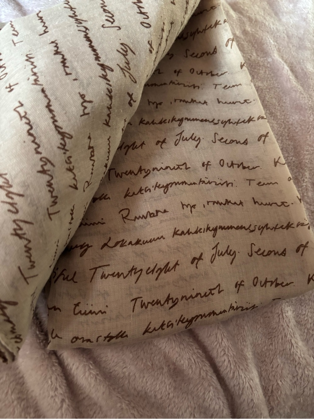 Script Print Beige Scarf